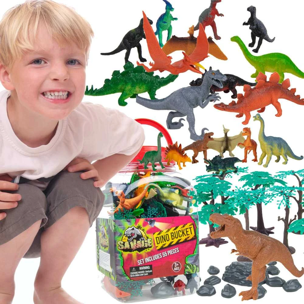 Boley Laukinių dinozaurų figūrėlių rinkinys 55 dalių konteineryje