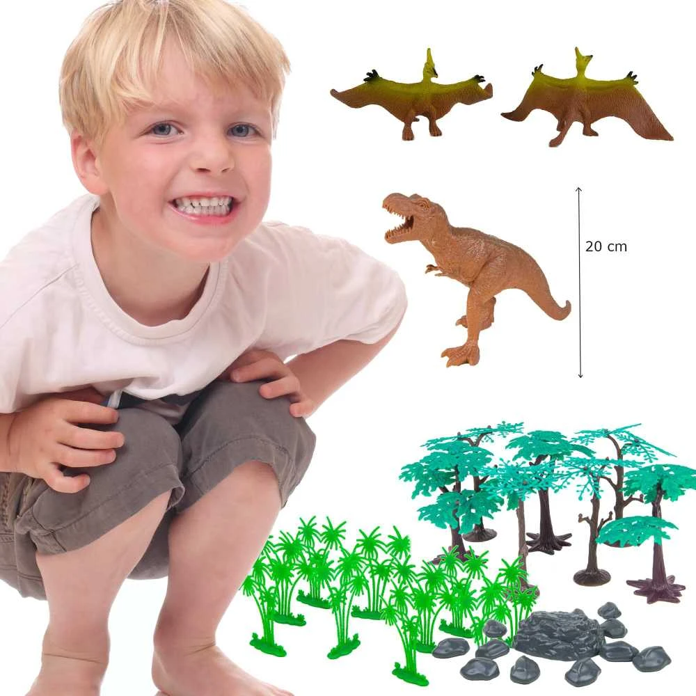 Boley Laukinių dinozaurų figūrėlių rinkinys 55 dalių konteineryje
