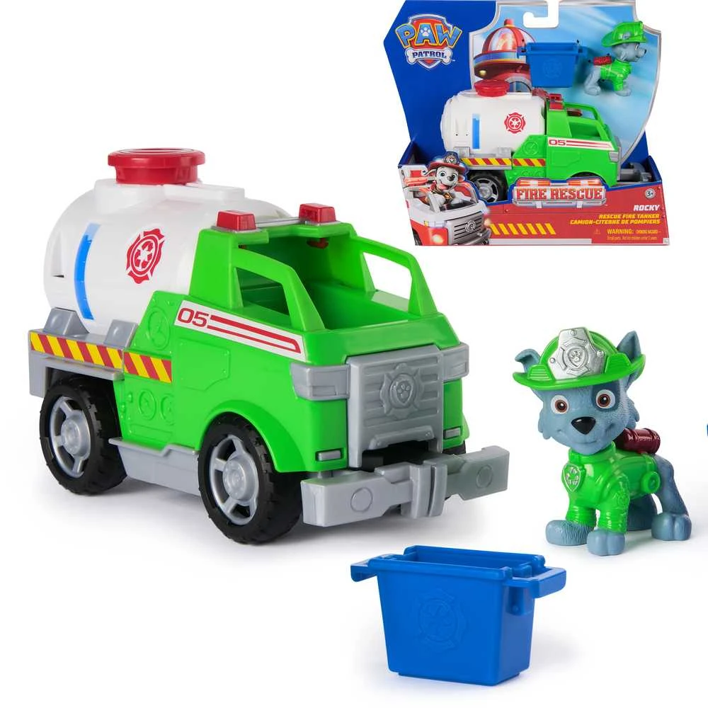Psi Patrol Fire Rescue Rocky Važiuoklė Ratunkowy Cysterna + Figūrėlė