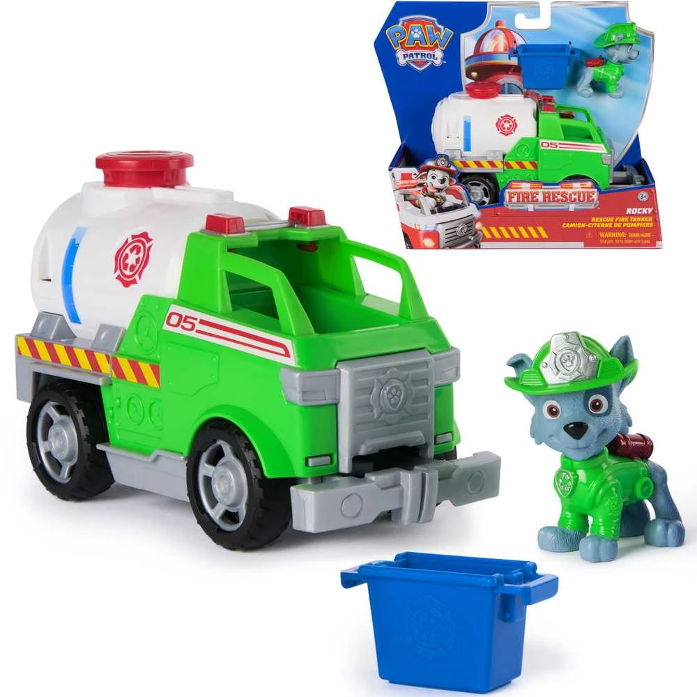 Psi Patrol Fire Rescue Rocky Važiuoklė Ratunkowy Cysterna + Figūrėlė