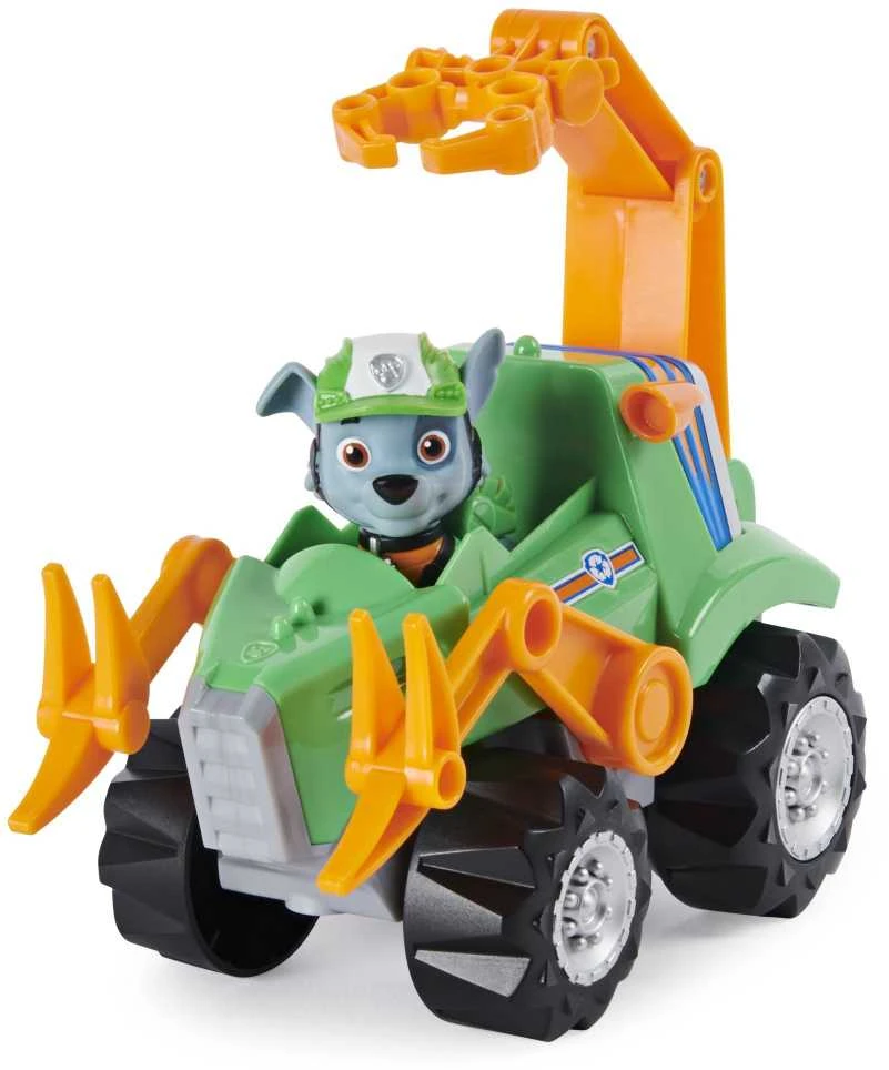 Spin Master „Paw Patrol 3in1 Rocky Dino Rescue“ figūrėlė + didelė automobilio mašina + dinozauro staigmena