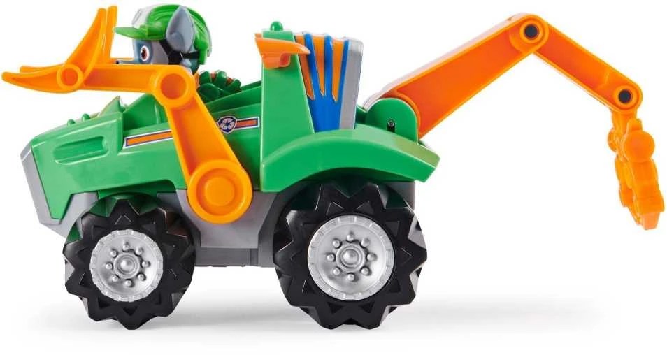 Spin Master „Paw Patrol 3in1 Rocky Dino Rescue“ figūrėlė + didelė automobilio mašina + dinozauro staigmena