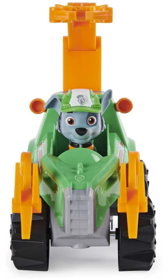 Spin Master „Paw Patrol 3in1 Rocky Dino Rescue“ figūrėlė + didelė automobilio mašina + dinozauro staigmena