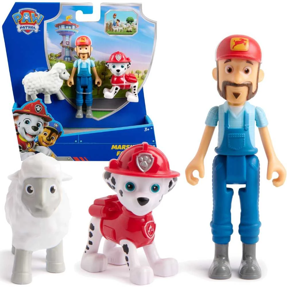 Paw Patrol 3 figūrėlės Ūkininkas Al ir avys Marshall Nuotykių įlankos rinkinys