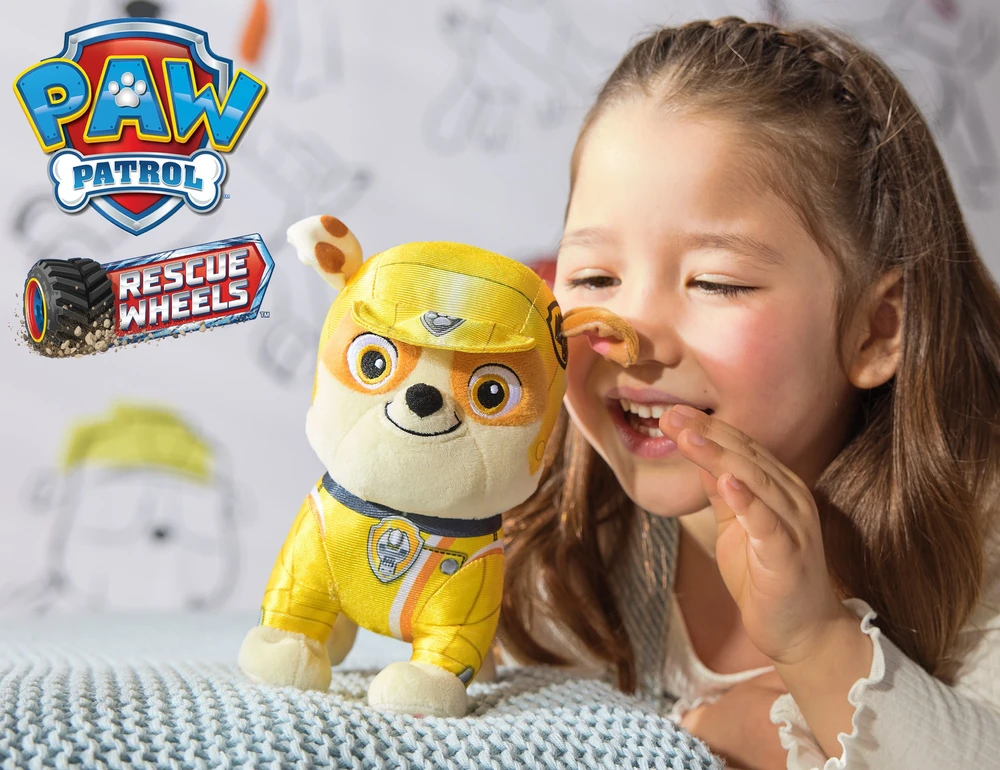 Paw Patrol gelbėjimo ratukai Rubble pliušinis minkštas žaislas šuniui 20 cm