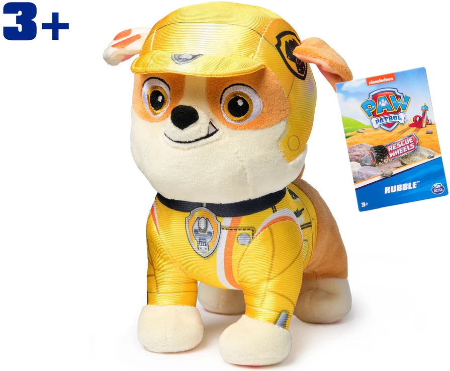 Paw Patrol gelbėjimo ratukai Rubble pliušinis minkštas žaislas šuniui 20 cm