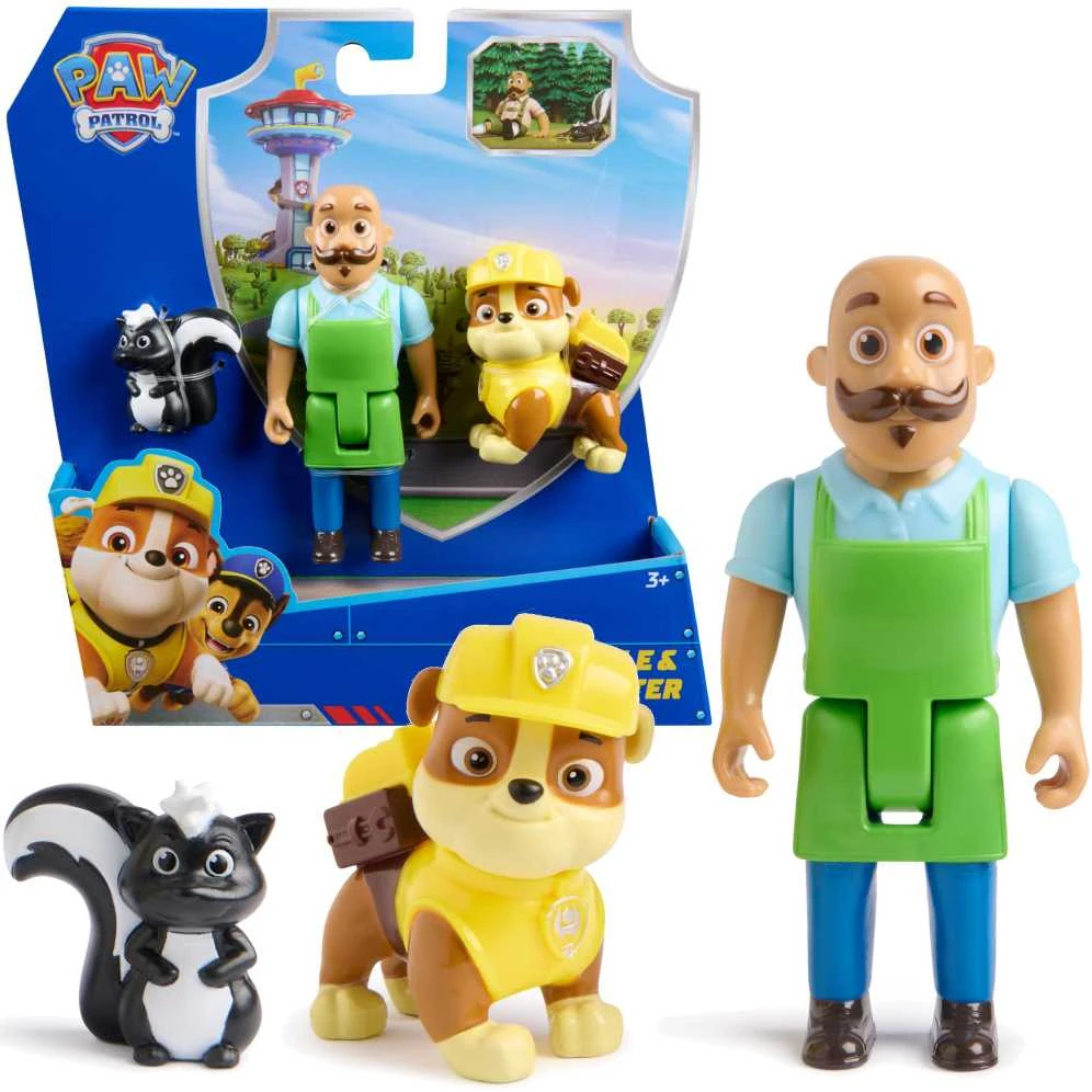 „Paw Patrol“ 3 figūrėlės, pono Porterio, Rubble ir Skunk nuotykių įlankos rinkinys