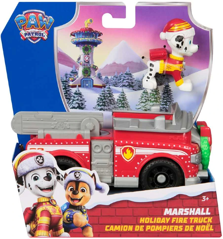 „Paw Patrol“ šventinė transporto priemonė su Marshallo ugniagesių automobilio figūrėle