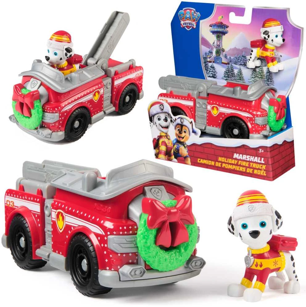 „Paw Patrol“ šventinė transporto priemonė su Marshallo ugniagesių automobilio figūrėle
