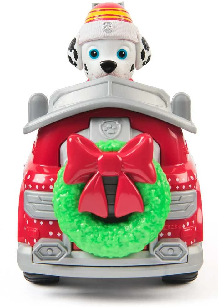 „Paw Patrol“ šventinė transporto priemonė su Marshallo ugniagesių automobilio figūrėle