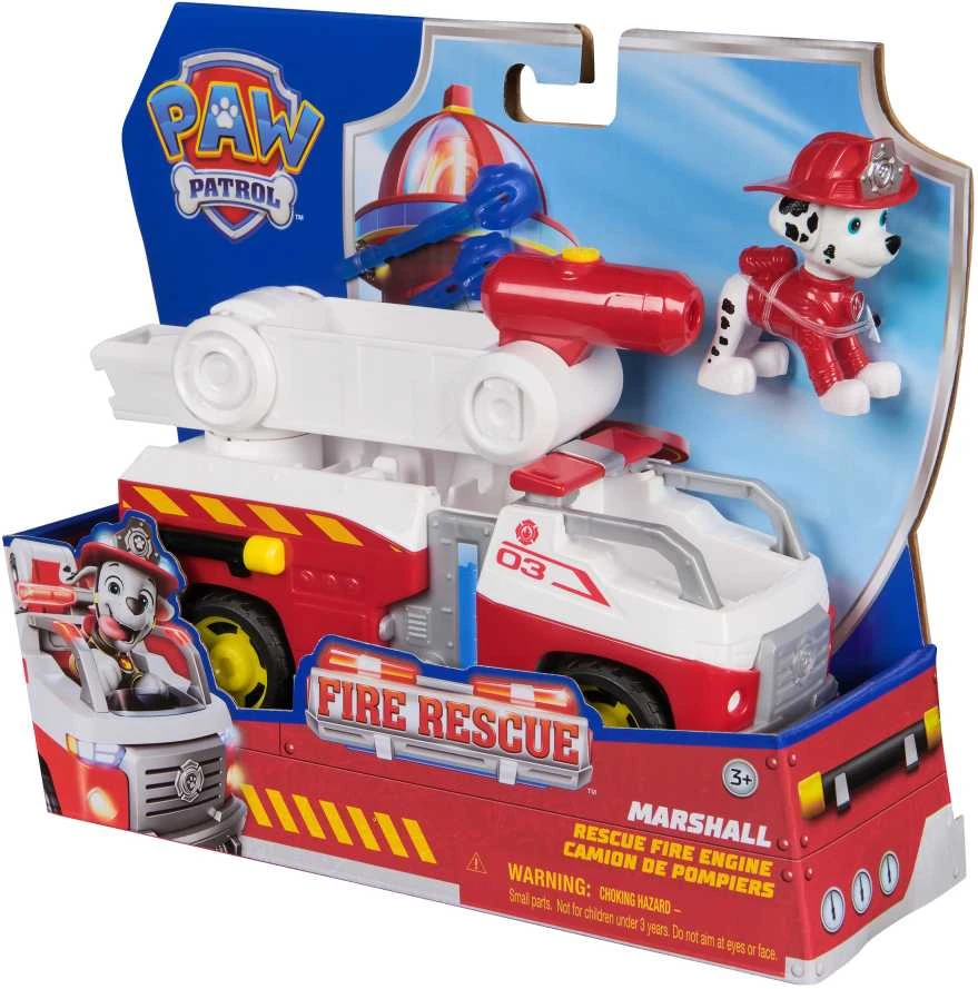 „Paw Patrol“ ugniagesių gelbėjimo automobilis su Maršalo gaisrinės mašinos figūrėle ir vandens raketomis