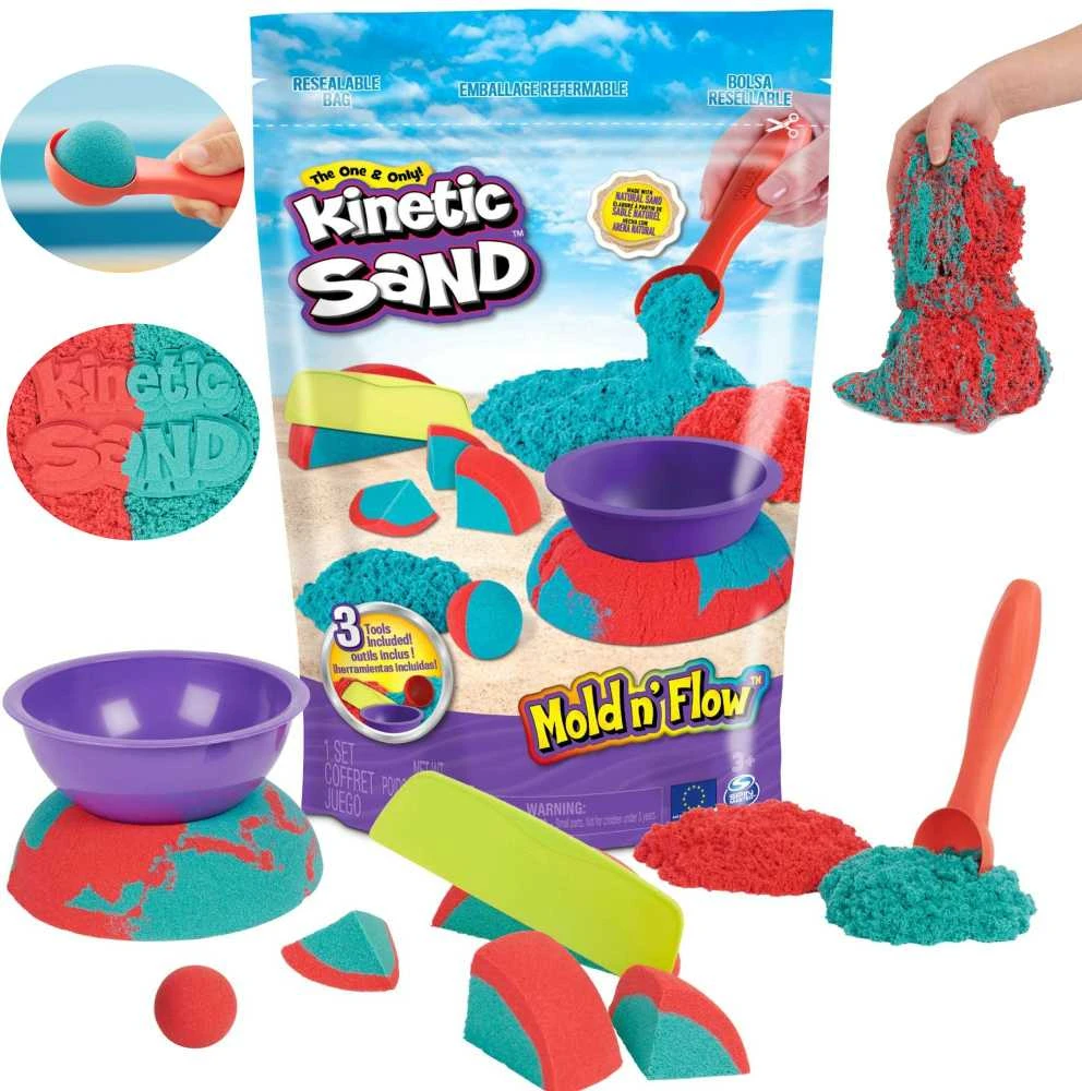 Spin Master Kinetic Sand Kinetic Sand 680 g Rinkinys su pelėsiu raudona ir jūra