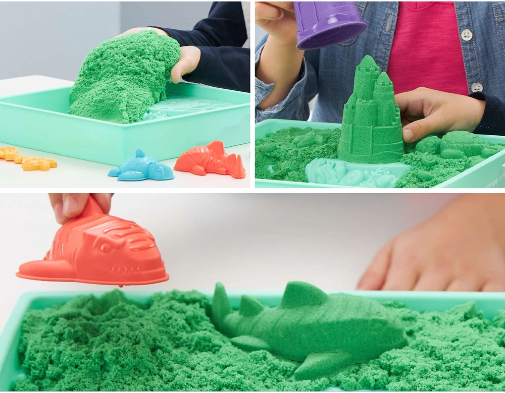 Spin Master Kinetic Sand Kinetinis smėlis – smėlio dėžės rinkinys – žalias (6067479)