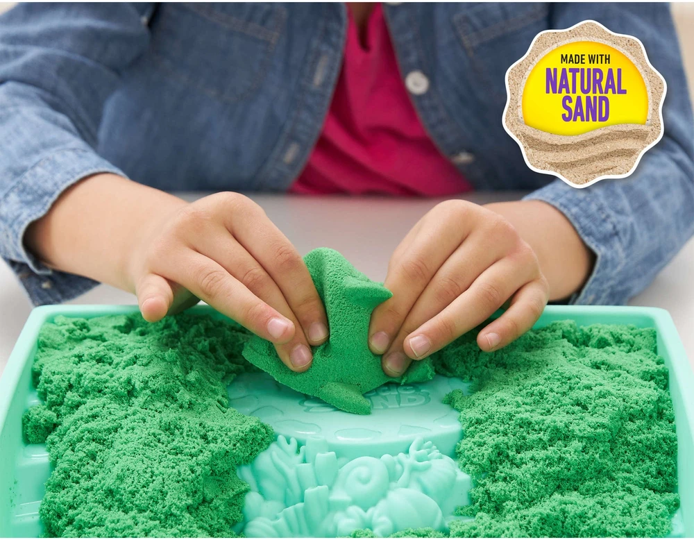 Spin Master Kinetic Sand Kinetinis smėlis – smėlio dėžės rinkinys – žalias (6067479)