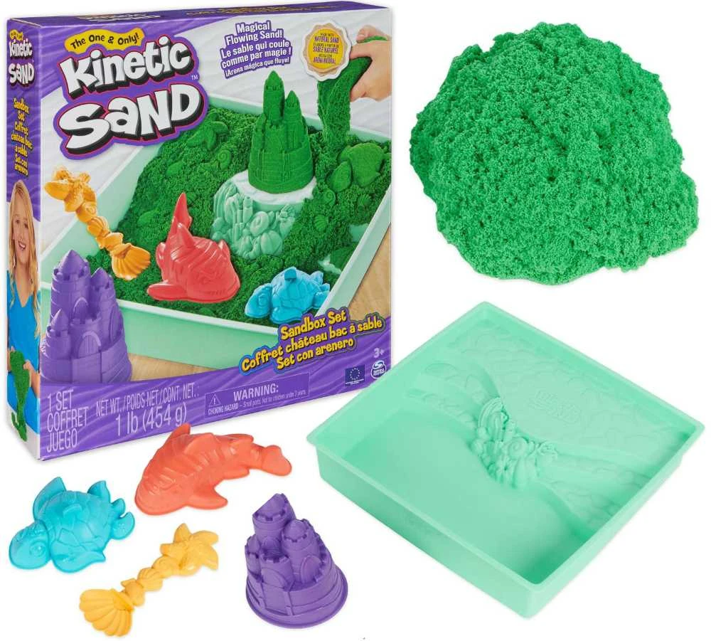 Spin Master Kinetic Sand Kinetinis smėlis – smėlio dėžės rinkinys – žalias (6067479)