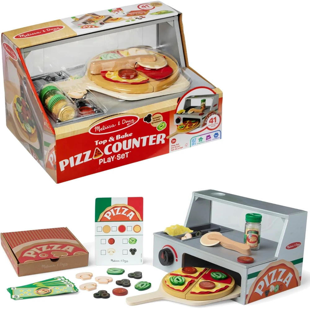 Spin Master MELISSA & DOUG žaidimų rinkinys „Top & Bake“ picos stalviršis