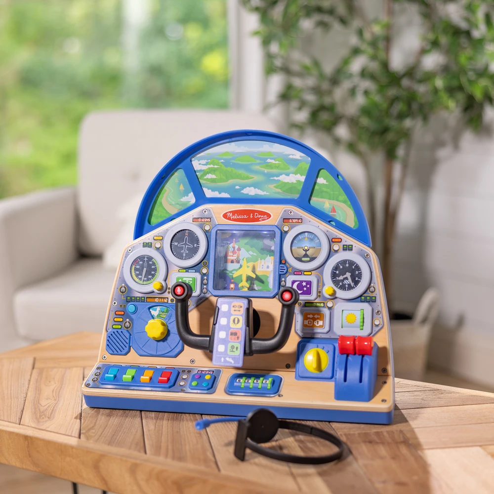 Jet Pilot interaktyvus prietaisų skydelis medinis instrumentų skydelis Melissa & Doug