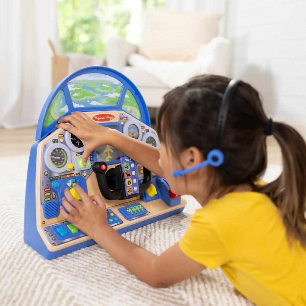 Jet Pilot interaktyvus prietaisų skydelis medinis instrumentų skydelis Melissa & Doug