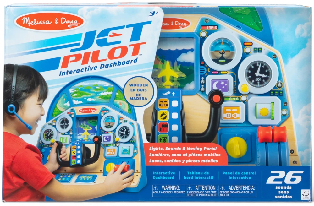 Jet Pilot interaktyvus prietaisų skydelis medinis instrumentų skydelis Melissa & Doug