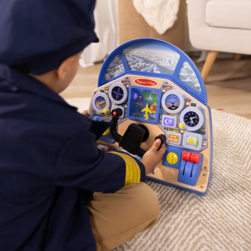 Jet Pilot interaktyvus prietaisų skydelis medinis instrumentų skydelis Melissa & Doug