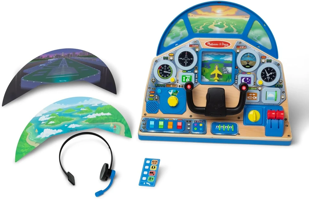 Jet Pilot interaktyvus prietaisų skydelis medinis instrumentų skydelis Melissa & Doug