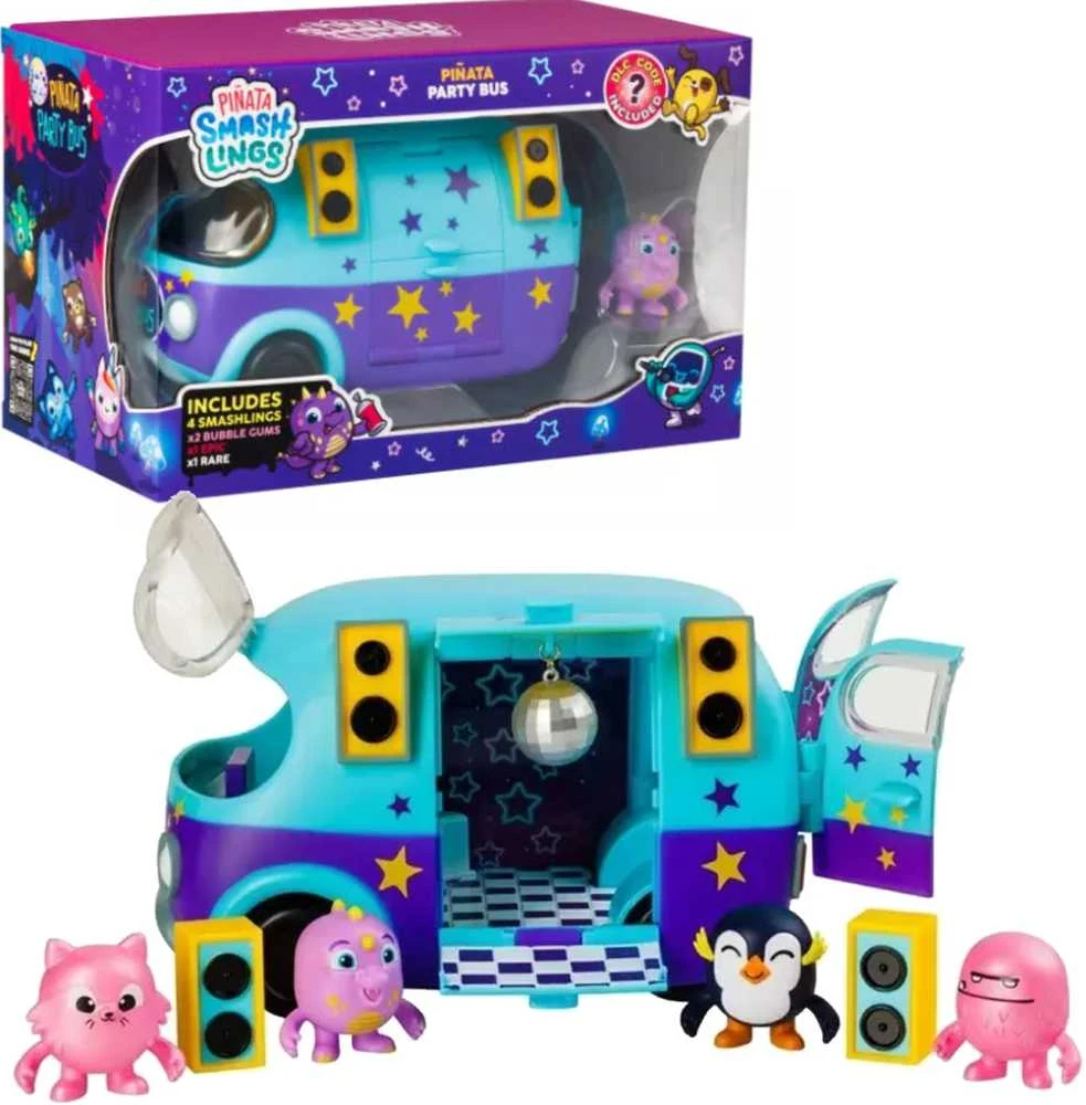Almarina Pinata SmashLings Pinata vakarėlių autobuso rinkinys + 4 figūrėlės