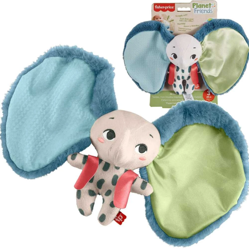 Mattel Fisher Price sensorinis dramblys pliušinis žaislas su didelėmis ausimis ZA6044
