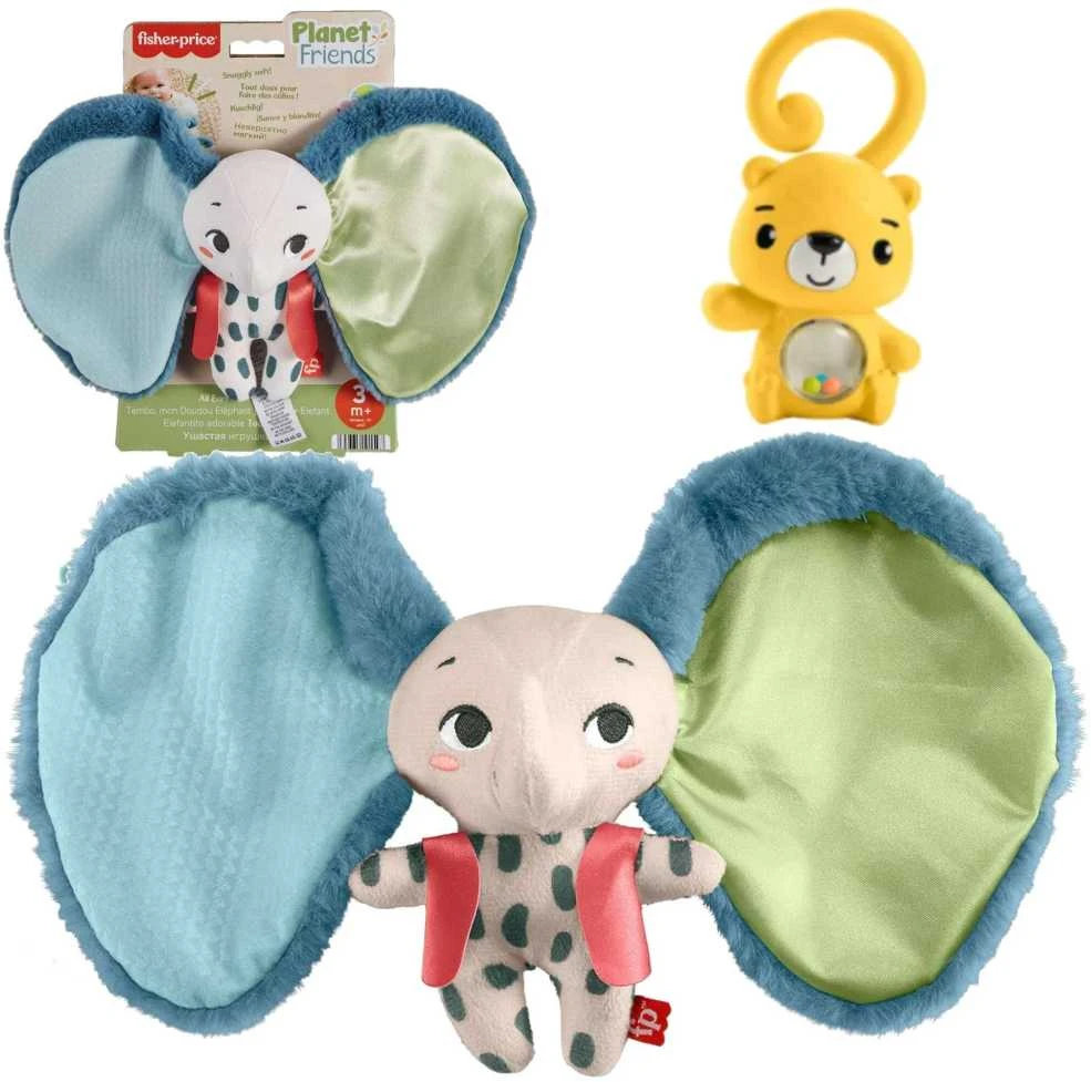 Mattel Fisher Price sensorinis dramblys pliušinis žaislas su didelėmis ausimis ZA6044