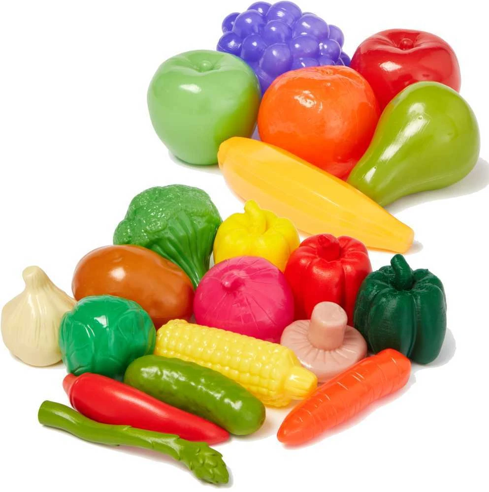 Casdon PLASTIKAS RINKINYS DARŽOVĖS VAISIAI BALALĖJOS PIRKĖJIMAI VIRTUVEI 44 ELEMENTAI. KASDONAS