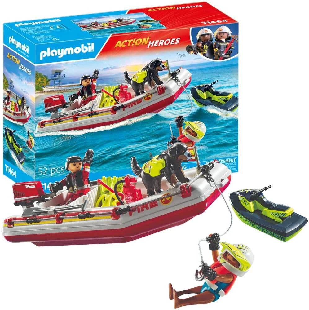 PLAYMOBIL ACTION HEROES Ugniagesių laivas su vandens motociklu 71464