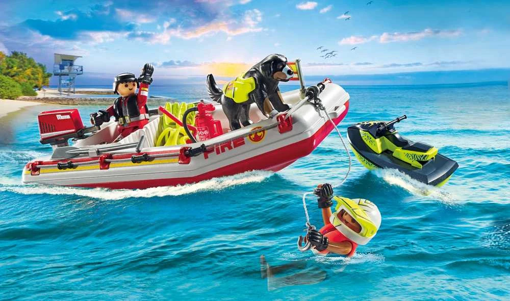 PLAYMOBIL ACTION HEROES Ugniagesių laivas su vandens motociklu 71464