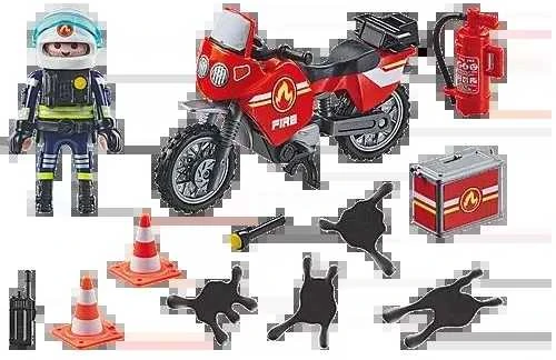 PLAYMOBIL ACTION HEROES Ugniagesių motociklas ir alyvos išsiliejimas 71466