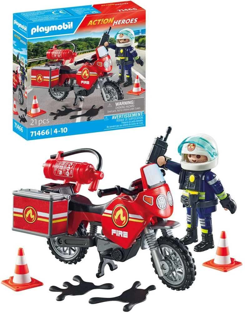PLAYMOBIL ACTION HEROES Ugniagesių motociklas ir alyvos išsiliejimas 71466