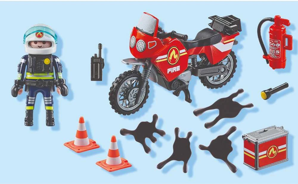 PLAYMOBIL ACTION HEROES Ugniagesių motociklas ir alyvos išsiliejimas 71466