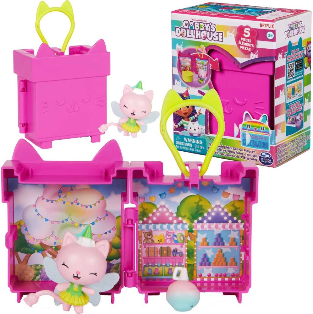 Pokój Gabby lėlių namelio kačiuko fėjos figūrėlė + mini dėžutė Gabby lėlių namelio kambarys