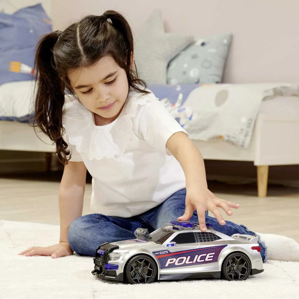 Policijos automobilis Dickie Toys Street Force su šviesos ir garso efektais, sidabrinės spalvos