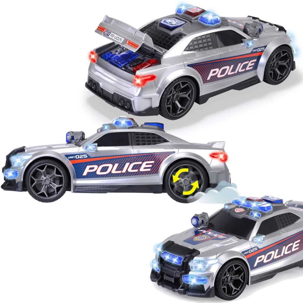 Policijos automobilis Dickie Toys Street Force su šviesos ir garso efektais, sidabrinės spalvos