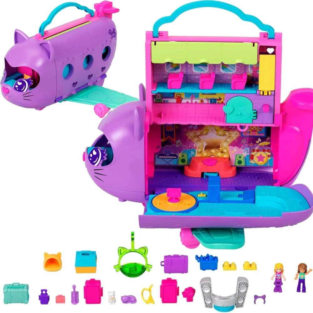Mattel POLLY POCKET katinėlio lėktuvo žaidimų rinkinys (HWP19)