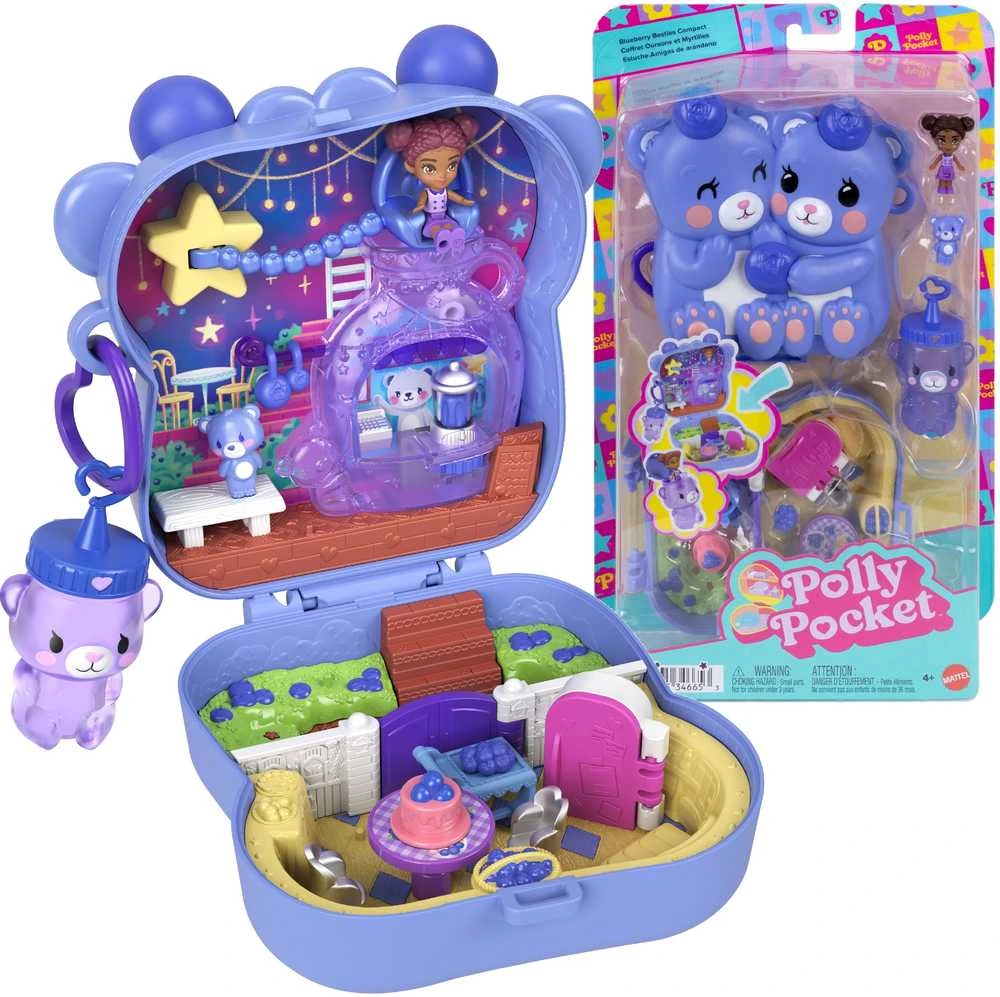 Polly Pocket - Core Compact, mėlynas, "Beary Besties" lėlių namelis (JKC48)