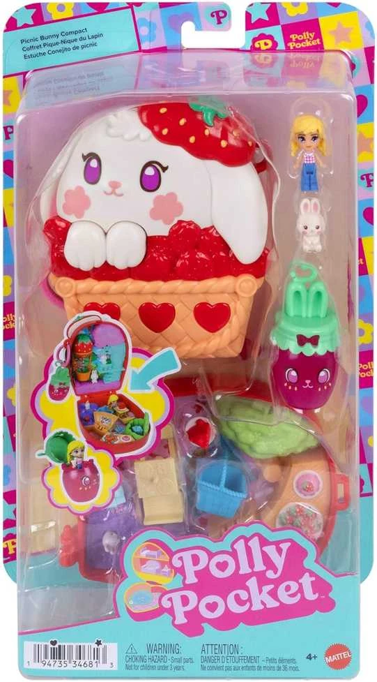Polly Pocket – kompaktiškas braškių zuikučio krepšelis (JKC47)