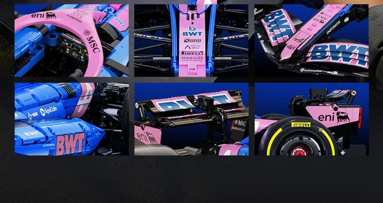Konstruktoriaus kaladėlės CaDA Bolidas BWT Alpine F1 Team A525 Formulė 2173 elementai