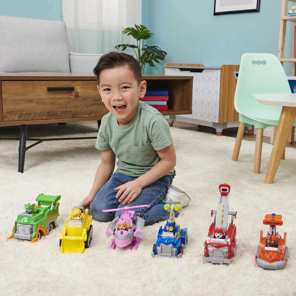 Paw Patrol 2in1 Rocky Rescue Knights Crane Knight Važiuoklė Žalia Šiukšliavežė + figūrėlė
