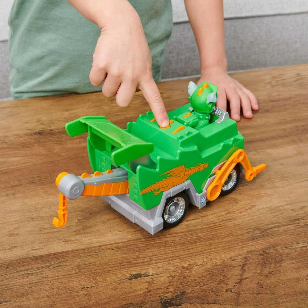 Paw Patrol 2in1 Rocky Rescue Knights Crane Knight Važiuoklė Žalia Šiukšliavežė + figūrėlė