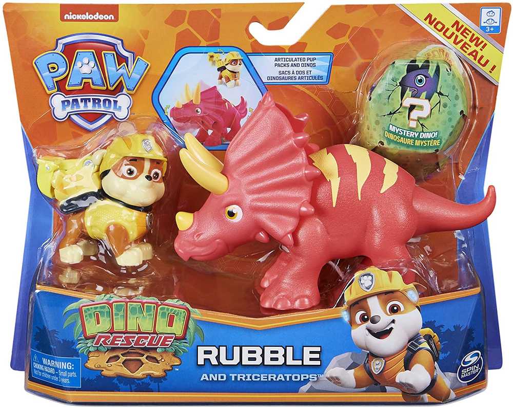 Paw Patrol Dino Gelbėjimo nuolaužų figūrėlė I Dinosaurus Triceratops + staigmena