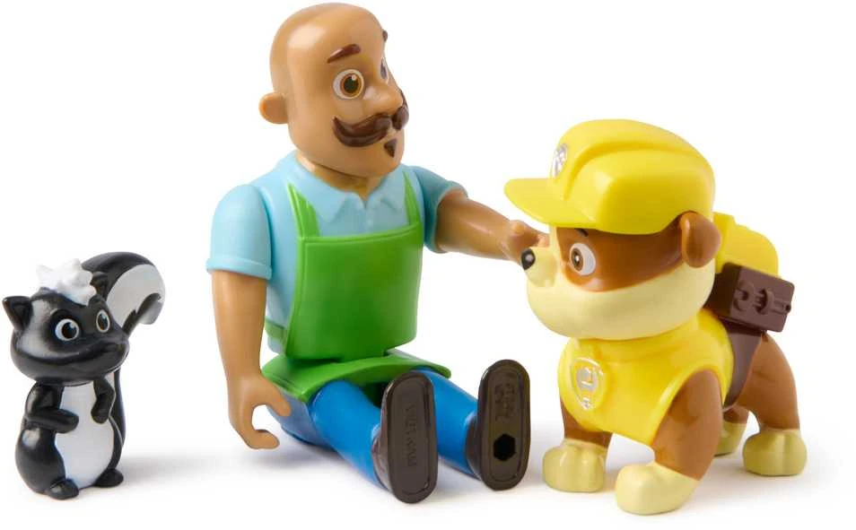 „Paw Patrol“ 3 figūrėlės, pono Porterio, Rubble ir Skunk nuotykių įlankos rinkinys