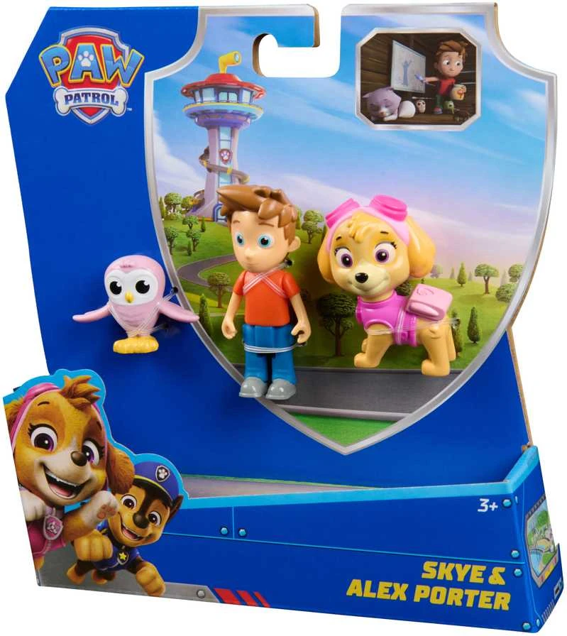 Paw Patrol 3 figūrėlės Skye Alex Porter ir Owl Adventure Bay