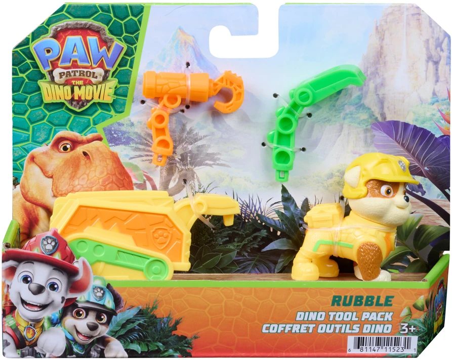 Spin Master Paw Patrol ir dinozaurai Figūrėlė Rubble su gelbėjimo priekaba ir priedais Dino Film