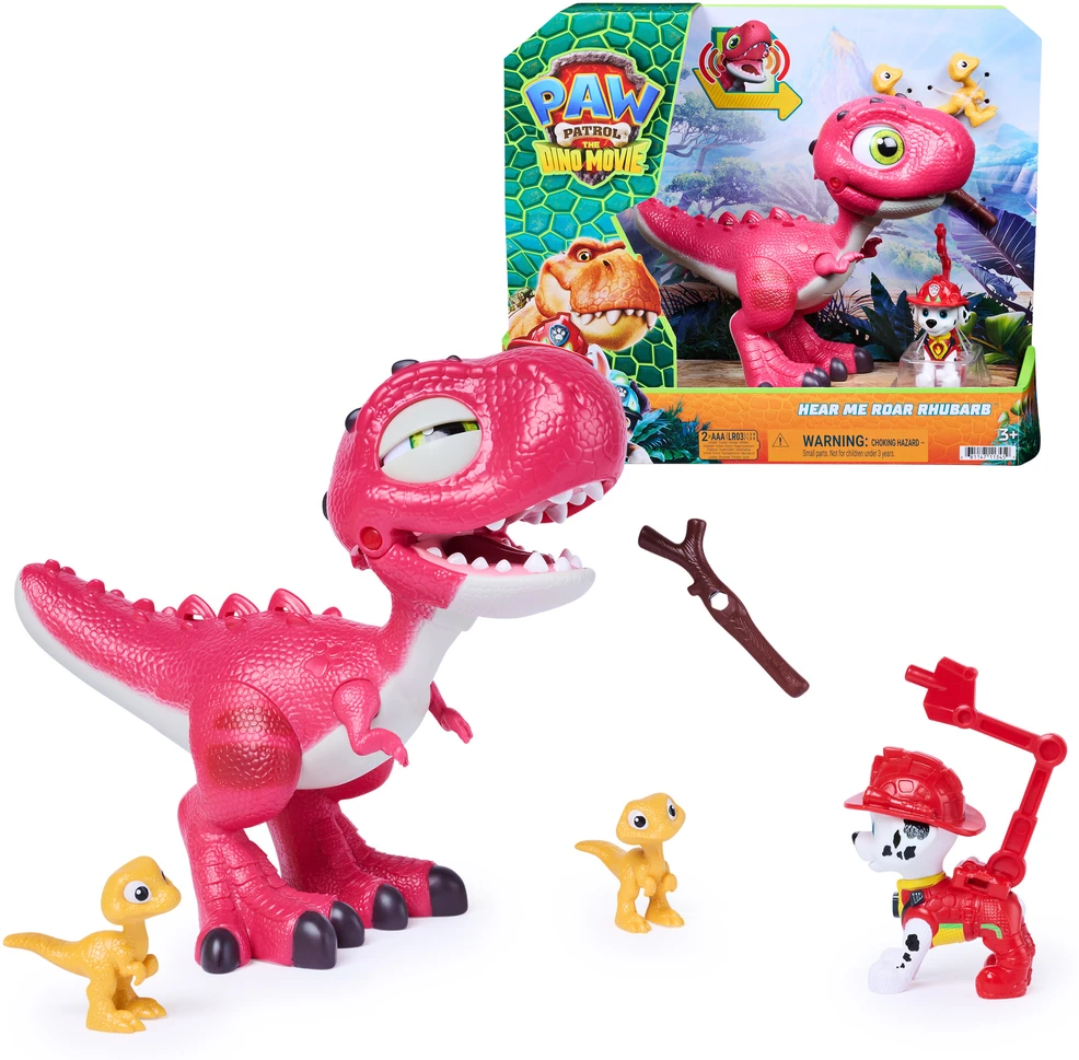 „Psi Patrol“ ir dinozaurai rinkinys Interaktyvi dinozauro Rhubarb figūrėlė + Marshall ir priedai