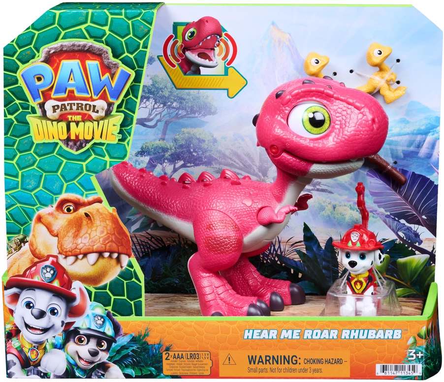 „Psi Patrol“ ir dinozaurai rinkinys Interaktyvi dinozauro Rhubarb figūrėlė + Marshall ir priedai