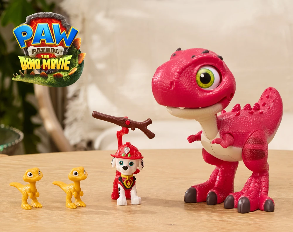 „Psi Patrol“ ir dinozaurai rinkinys Interaktyvi dinozauro Rhubarb figūrėlė + Marshall ir priedai